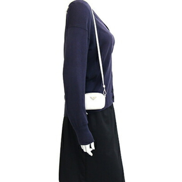 PRADA White Leather Saffiano Shoulder Bag - Picture 8 of 8